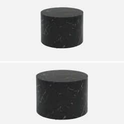 Set di 2 tavolini rotondi con effetto marmo