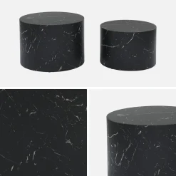 Set di 2 tavolini rotondi con effetto marmo