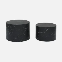Set di 2 tavolini rotondi con effetto marmo