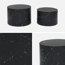 Set di 2 tavolini rotondi con effetto marmo