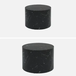Set di 2 tavolini rotondi con effetto marmo