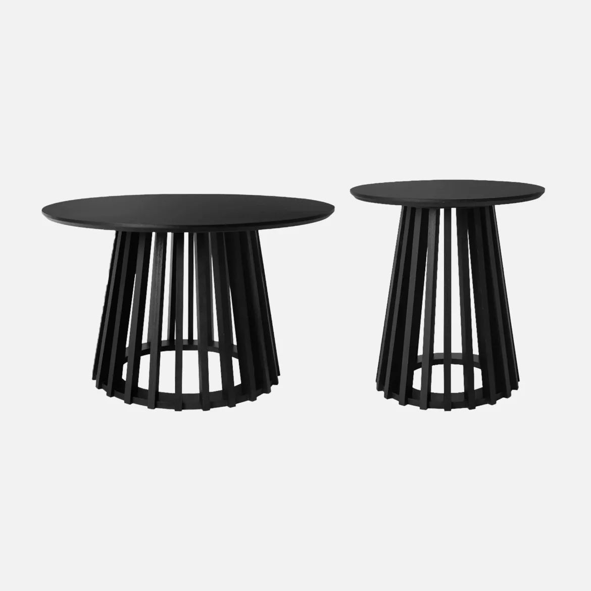 Set di 2 tavolini rotondi effetto legno, 40cm e 60cm