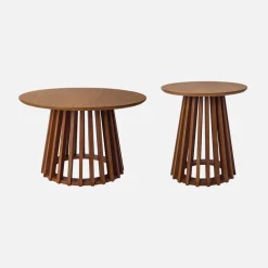 Set di 2 tavolini rotondi effetto legno, 40cm e 60cm
