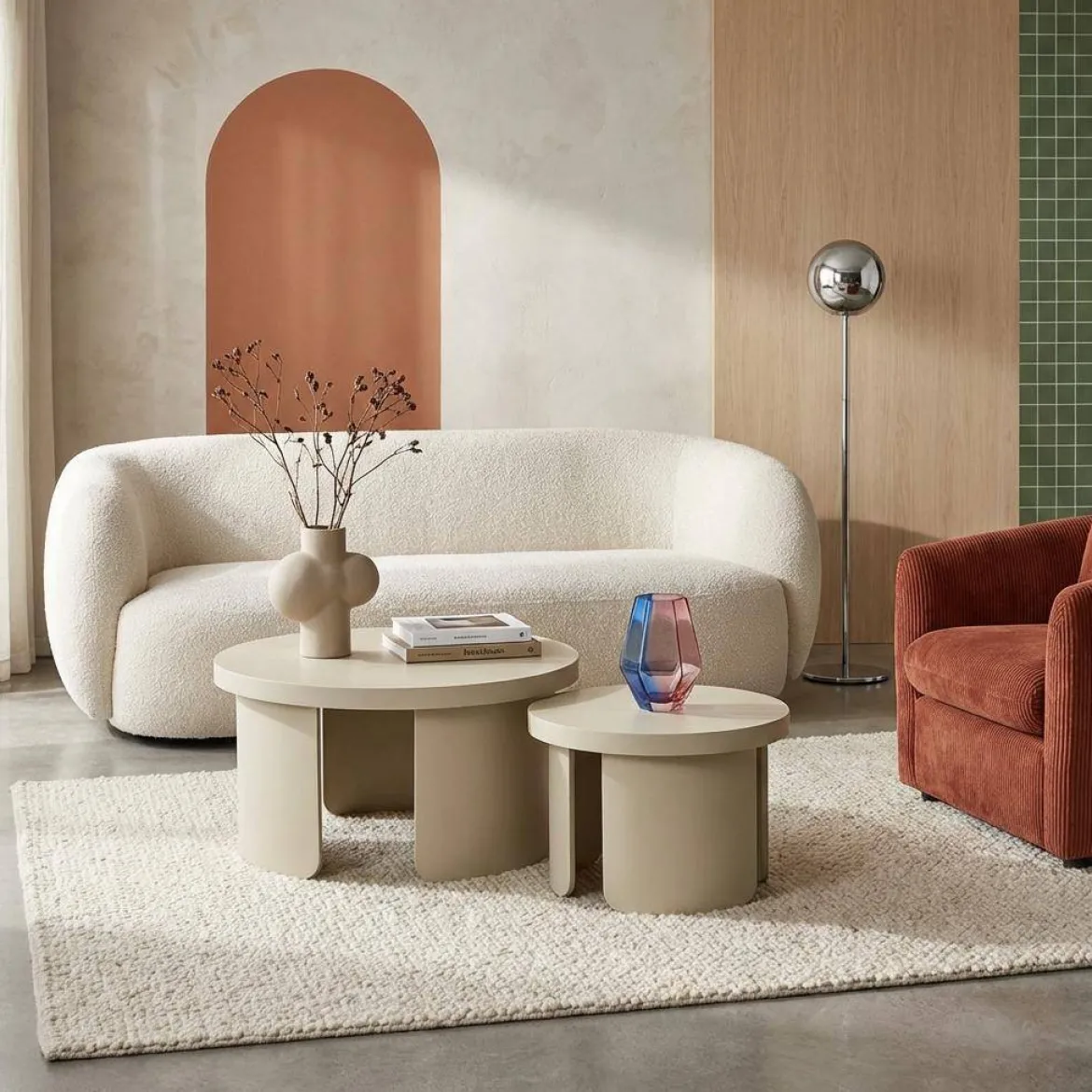 Set di 2 tavolini rotondi impilabili