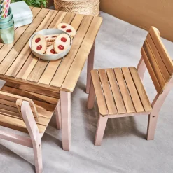 Set di tavolo per bambini in legno, 2 sedie