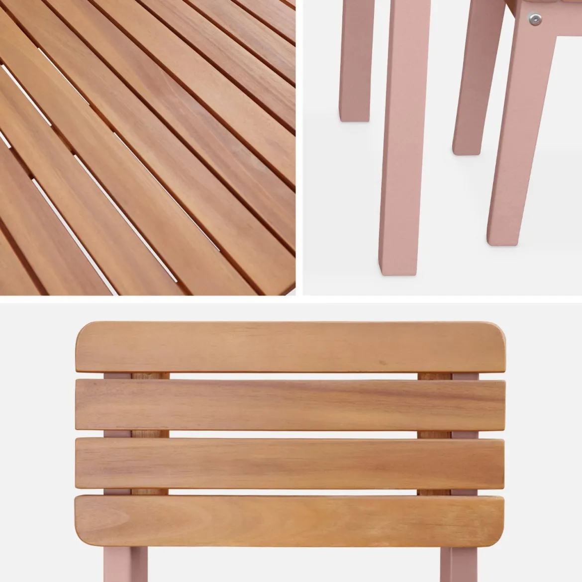 Set di tavolo per bambini in legno, 2 sedie