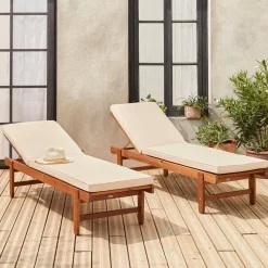 Set 2 lettini prendisole in legno multiposizione