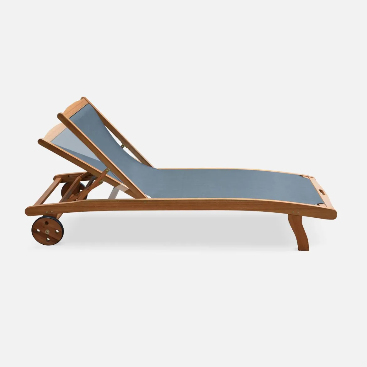Set 2 lettini prendisole in legno multiposizione con ruote