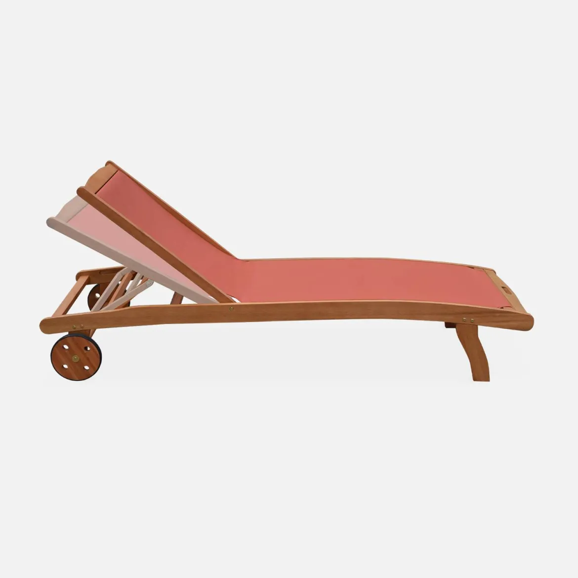 Set 2 lettini prendisole in legno multiposizione con ruote