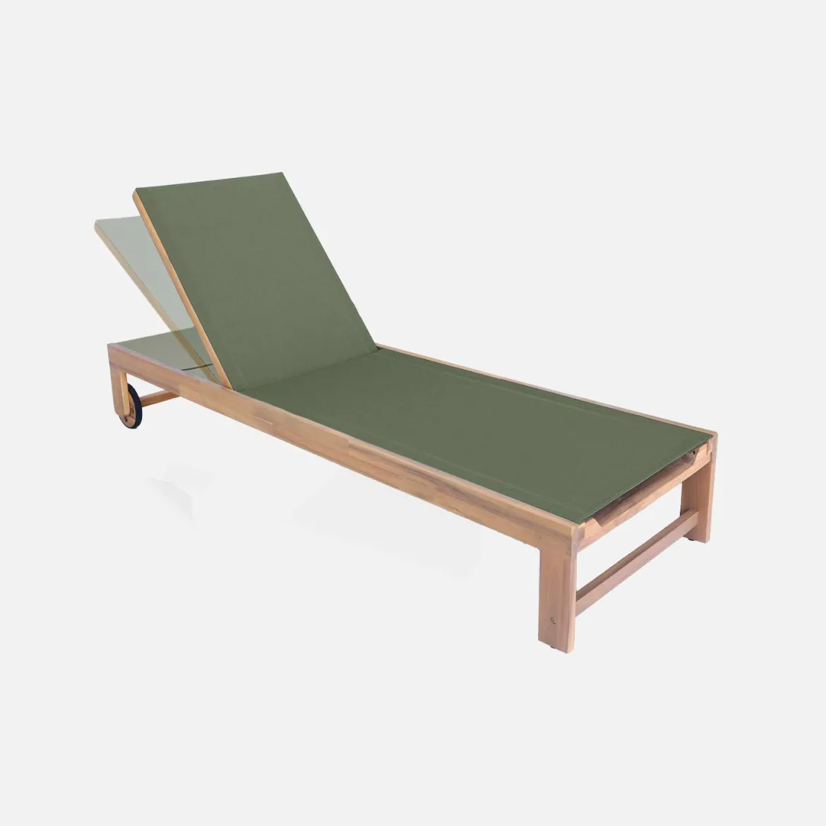 Set 2 lettini prendisole in legno multiposizione con ruote