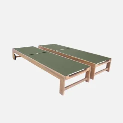 Set 2 lettini prendisole in legno multiposizione con ruote