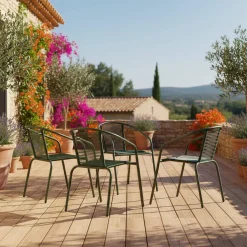 Set 4 poltrone da giardino in resina naturale