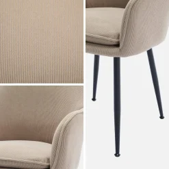 Set 2 poltrone in velluto a coste con gambe in metallo