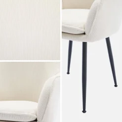 Set 2 poltrone in velluto a coste con gambe in metallo
