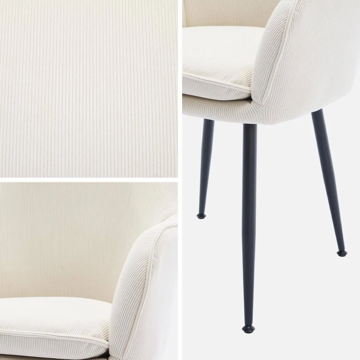 Set 2 poltrone in velluto a coste con gambe in metallo