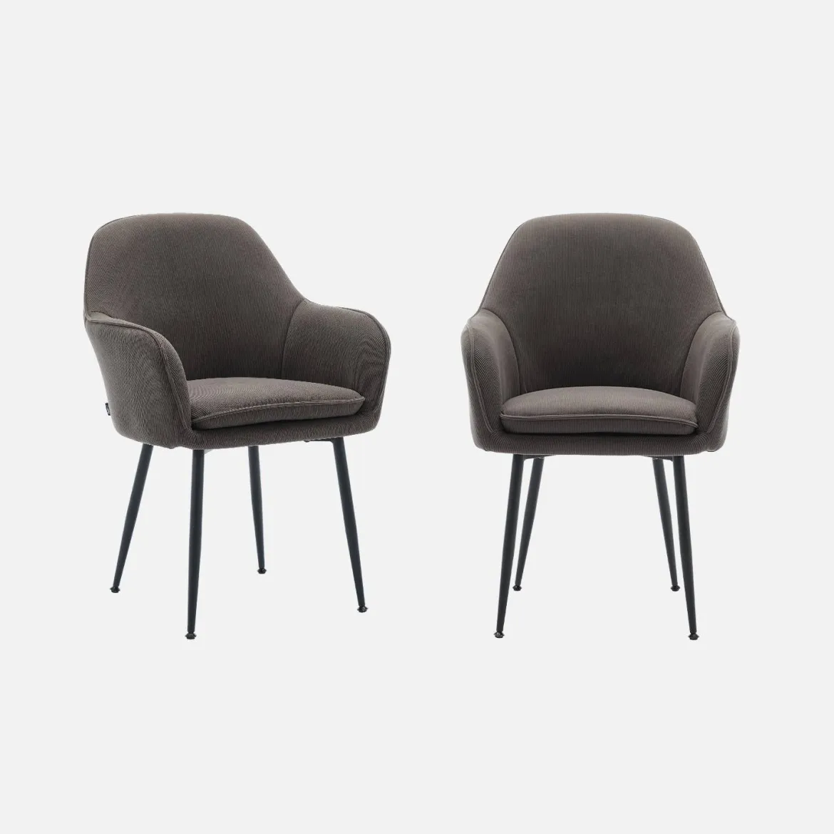 Set 2 poltrone in velluto a coste con gambe in metallo