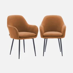 Set 2 poltrone in velluto a coste con gambe in metallo