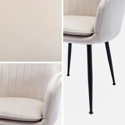 Set 2 poltrone in velluto con gambe in metallo