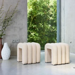 Set 2 pouf contemporanei in tessuto