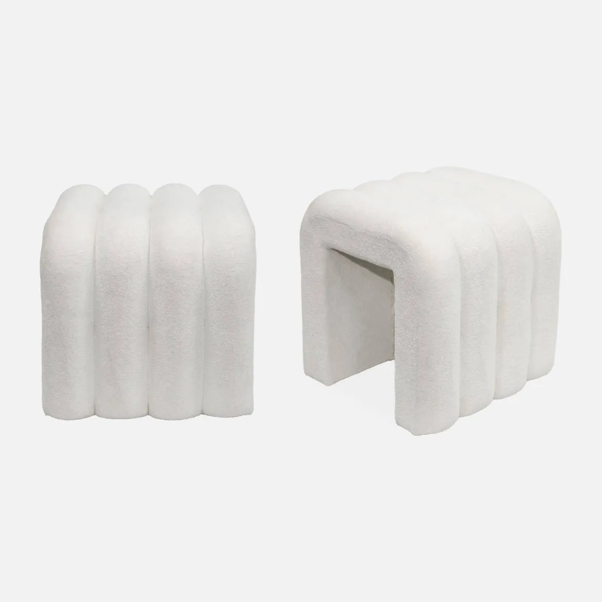 Set 2 pouf contemporanei in tessuto