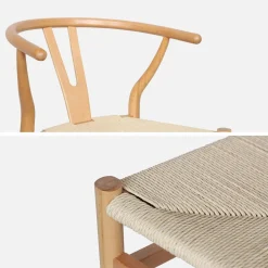 Set 2 sede in legno con seduta in corda