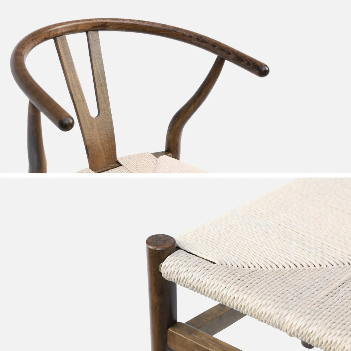 Set 2 sede in legno con seduta in corda