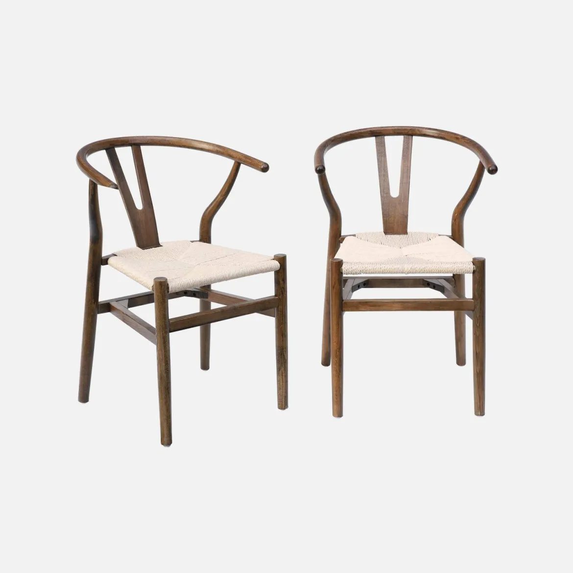 Set 2 sede in legno con seduta in corda