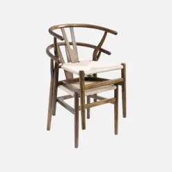 Set 2 sede in legno con seduta in corda