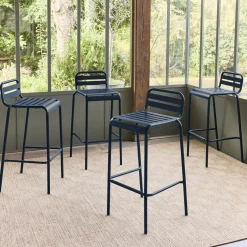 Set 4 sedie alte bistrot in acciaio