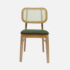 Set 2 sedie bohemien in legno di hevea e impagliatura