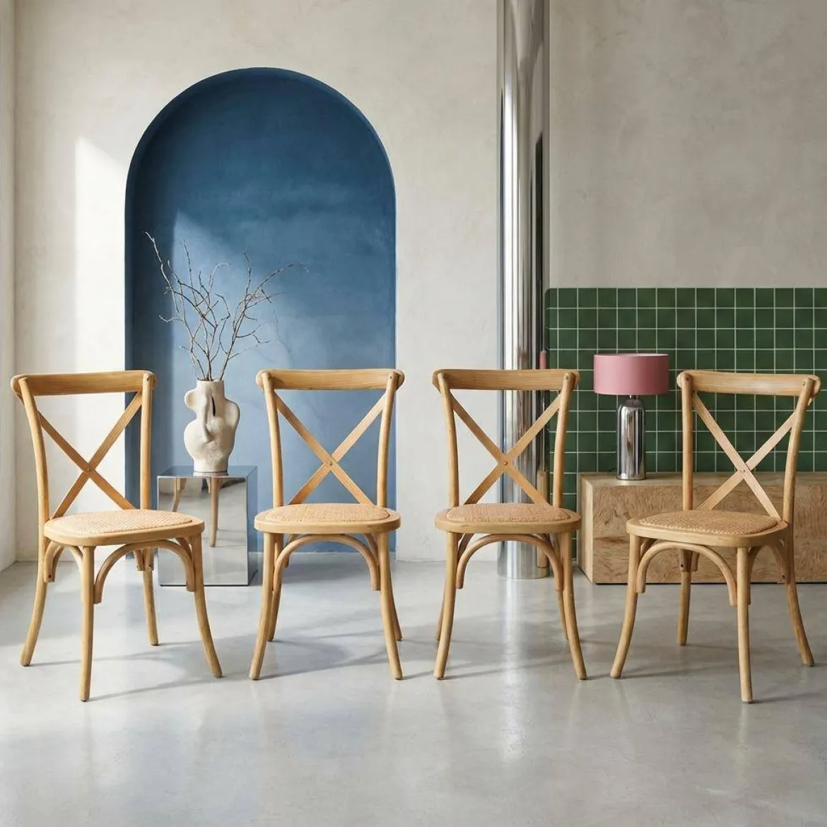 Set 4 sedie da bistrot vintage in legno