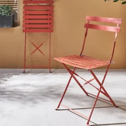 Set 2 sedie da giardino bistrot pieghevole in metallo
