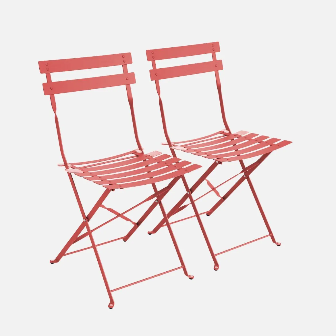 Set 2 sedie da giardino bistrot pieghevole in metallo