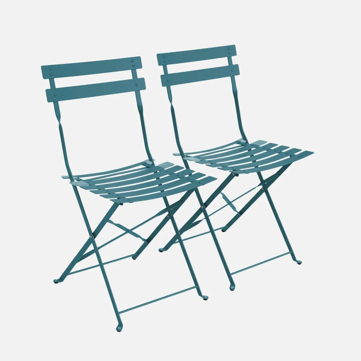 Set 2 sedie da giardino bistrot pieghevole in metallo