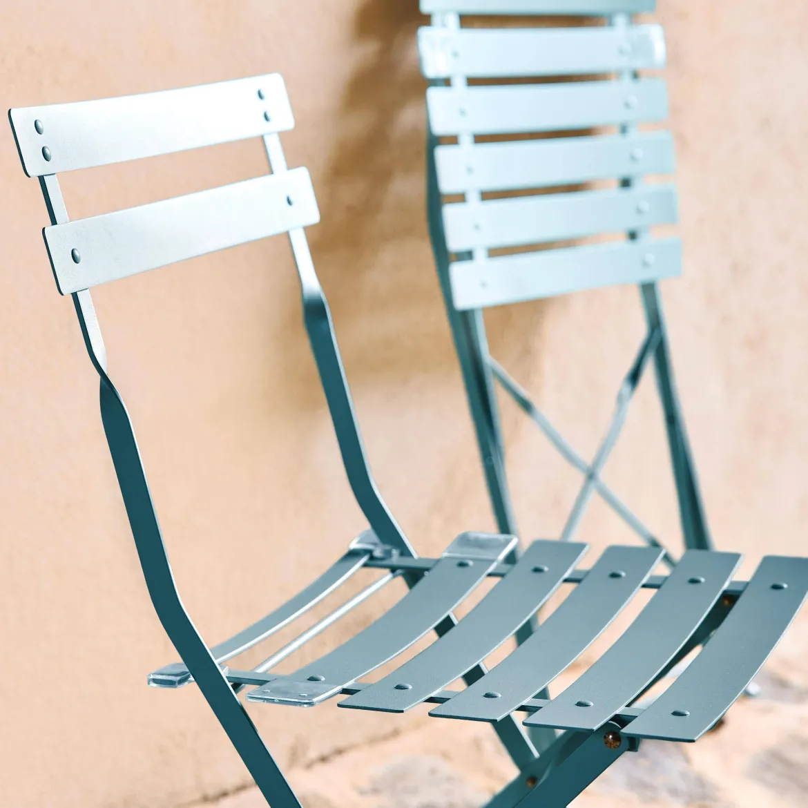 Set 2 sedie da giardino bistrot pieghevole in metallo
