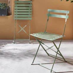 Set 2 sedie da giardino bistrot pieghevole in metallo