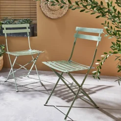 Set 2 sedie da giardino bistrot pieghevole in metallo
