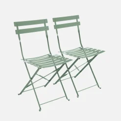 Set 2 sedie da giardino bistrot pieghevole in metallo