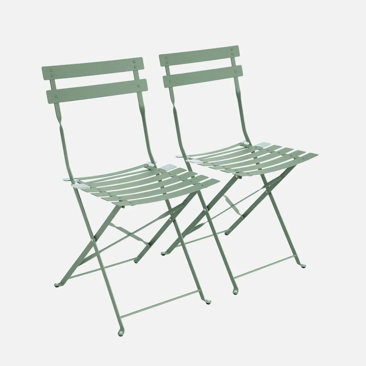 Set 2 sedie da giardino bistrot pieghevole in metallo