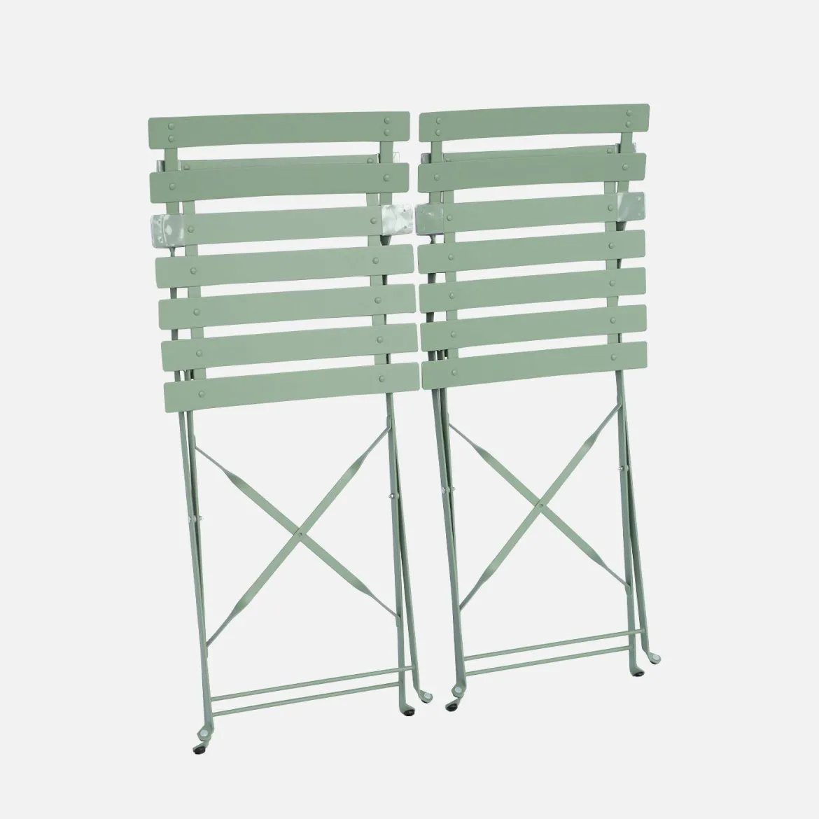 Set 2 sedie da giardino bistrot pieghevole in metallo