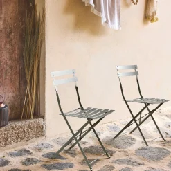 Set 2 sedie da giardino bistrot pieghevole in metallo
