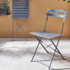 Set 2 sedie da giardino bistrot pieghevole in metallo
