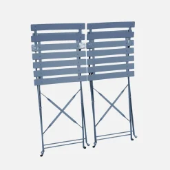 Set 2 sedie da giardino bistrot pieghevole in metallo