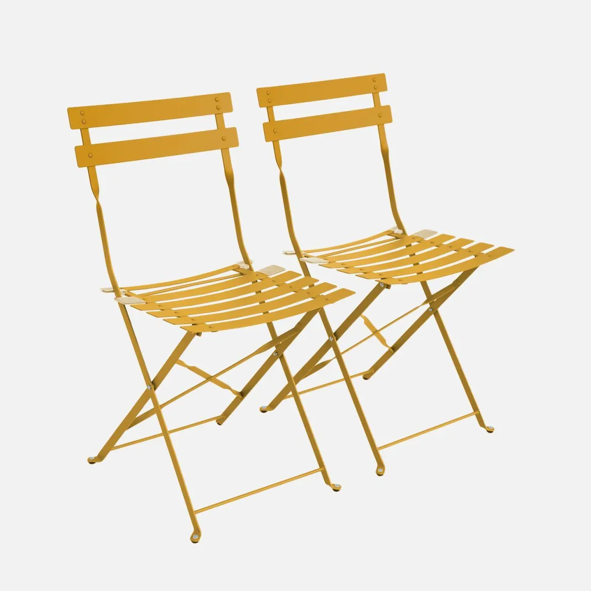 Set 2 sedie da giardino bistrot pieghevole in metallo