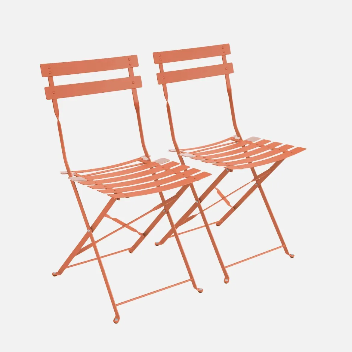 Set 2 sedie da giardino bistrot pieghevole in metallo