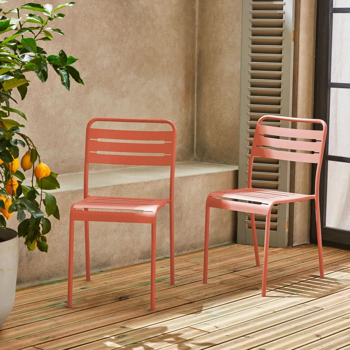 Set 2 sedie da giardino bistrot in acciaio