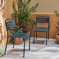 Set 2 sedie da giardino bistrot in acciaio