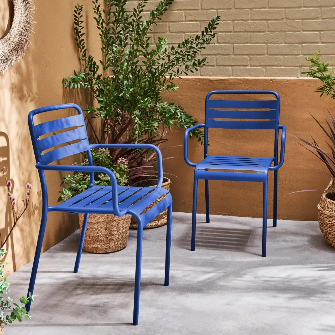 Set 2 sedie da giardino bistrot in acciaio