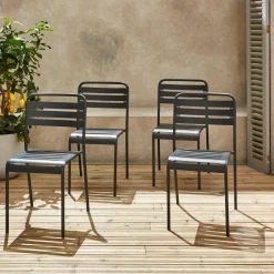 Set 4 sedie da giardino bistrot in acciaio