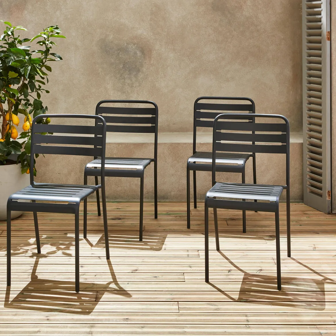 Set 4 sedie da giardino bistrot in acciaio